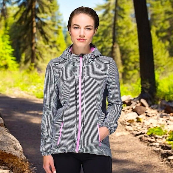Lululemon Downtime Jacket, Vintage Pink Black White Stripe, Size 4 - Picture 1 of 13